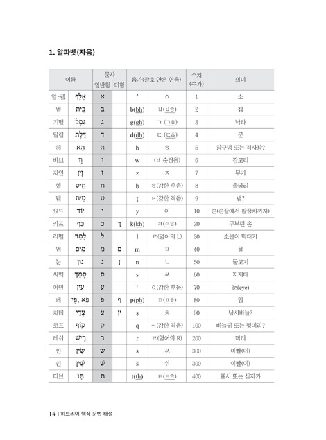 히브리어 핵심 문법 해설 (원어 성경 읽기 전에 꼭 알아야 할 기초와 핵심 문법)