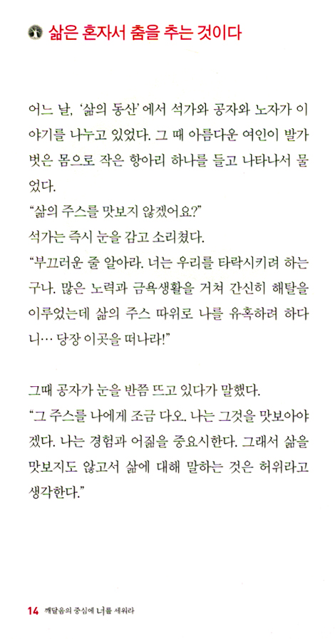 깨달음의 중심에서 너를 세워라