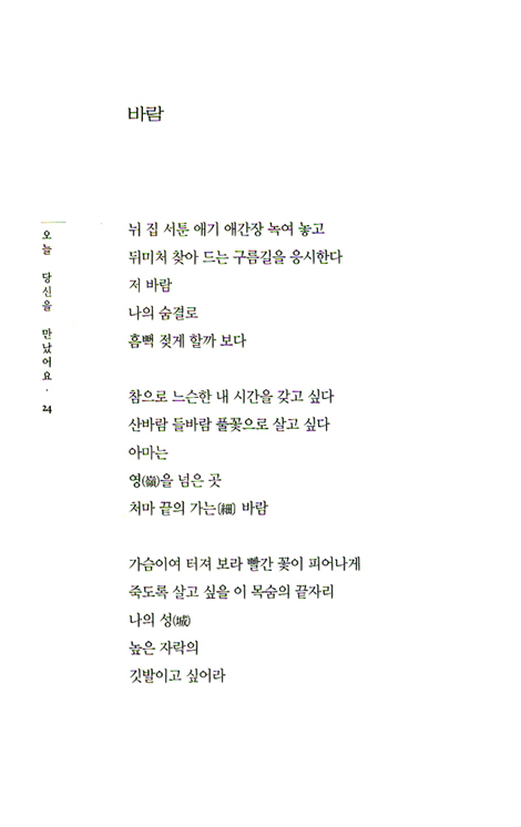 오늘 당신을 만났어요 - 천옥희 시조집