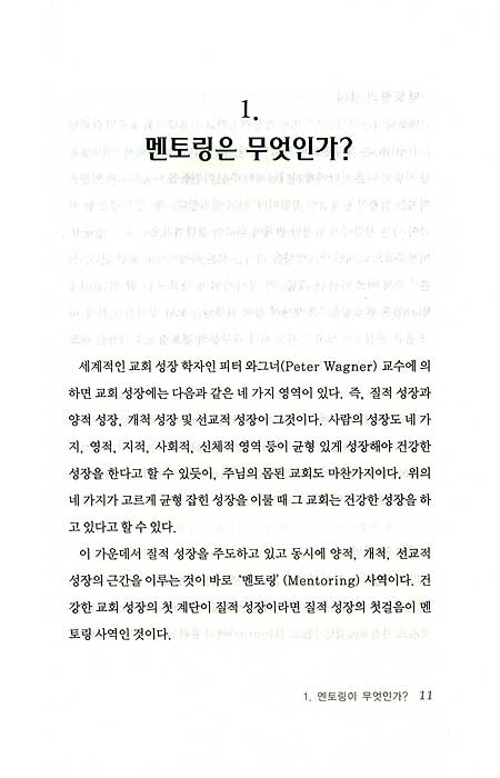 멘토링 사역 멘토링 목회