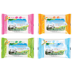 [10매]전도 물티슈(고급)-교회용 B 4종 40g (노랑,분홍,연두,하늘)-자동칼라라벨 스티커 부착발송