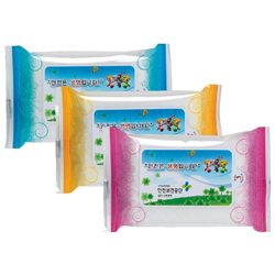 [10매] 전도 물티슈-그린광고 3종 35g (자동칼라라벨 스티커 부착 발송)