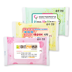 [10매] 전도 물티슈-전용 순수 3종 35g (자동칼라라벨 스티커 부착 발송)
