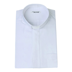 목회자 반팔 오메가 셔츠-흰색