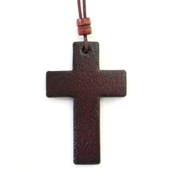 가죽십자가목걸이(체리) 중