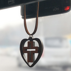 차량걸이 하트이중십자가