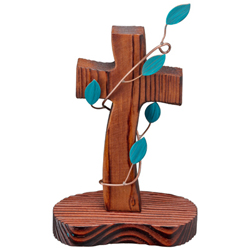 <font color=red>[15%할인] </font>소나무 탁상 십자가 - 녹색 넝쿨 (KAT-004)