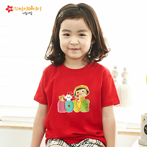 [MyJD] 국산 순면 아트 티셔츠 면티 반팔_러브투게더(아동용)-12컬러