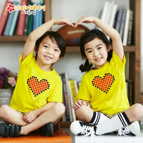 [MyJD] 국산 순면 아트 티셔츠 면티 반팔_모두의 하트(아동용)-12컬러